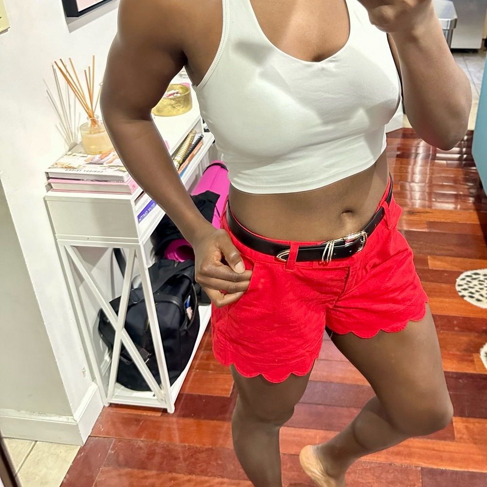 4 inch Jcrew mercantile scalloped shorts in red